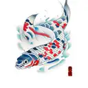 dos pez koi color tattoo design idea