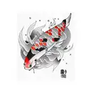 dos pez koi color tattoo design idea