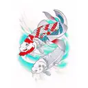 dos pez koi color tattoo design idea