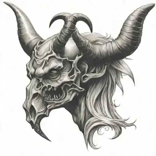 half angel half devil horns tattoo design idea