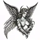 half angel half devil tattoo design idea