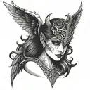 half angel half devil tattoo design idea
