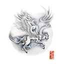 Pegasus , a saying , a way through balance tattoo design idea