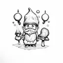 gnome with mushroom hat tattoo design idea
