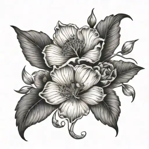 poppy flower, honeysuckle flower, gladiolus flower, rose flower boutique   tattoo design idea