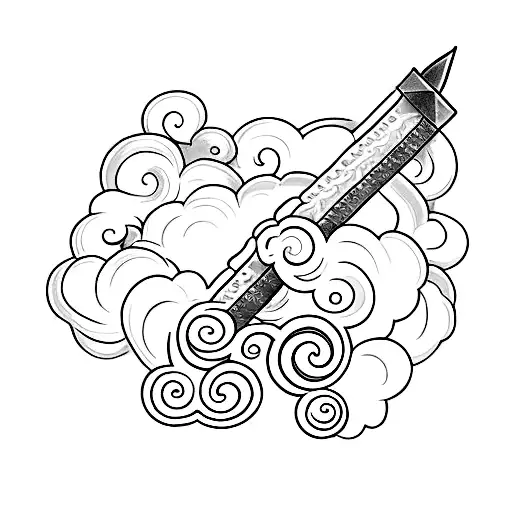 cloud sword leaves ivy  tattoo design idea