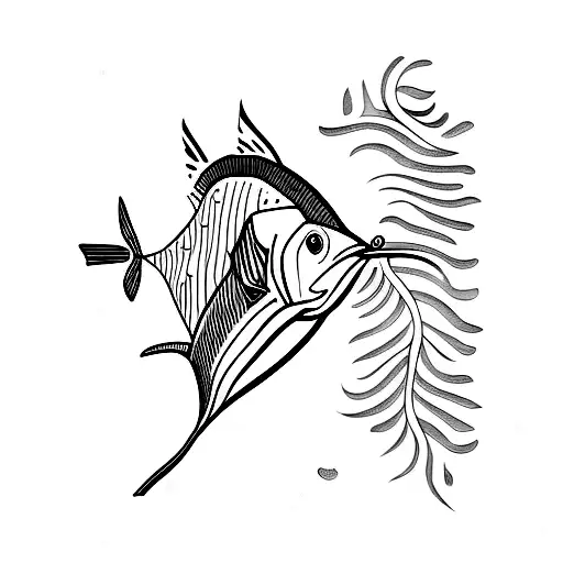 blue marlin tattoo design idea