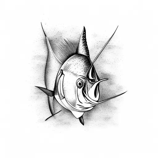 blue marlin tattoo design idea