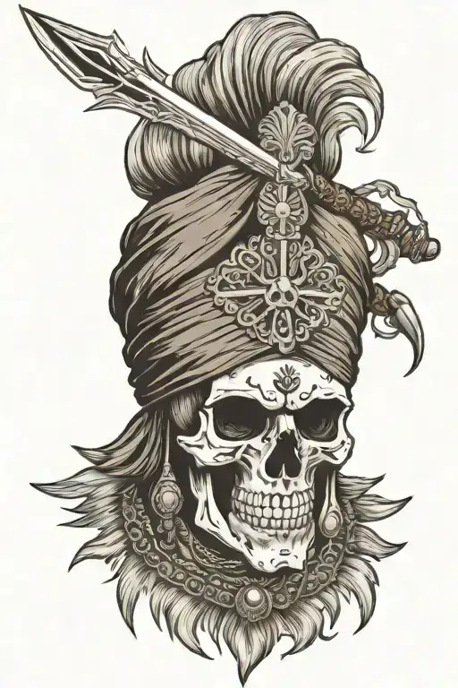 sikh warrior skull art tattoo design idea