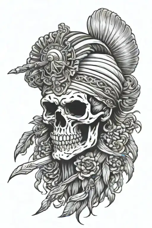 sikh warrior skull art tattoo design idea