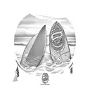 surfboard with the text "oi kai ka lau e hana i ola honua" tattoo design idea