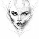 Half angel face and half devil face tattoo design idea