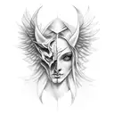 Half angel face and half devil face tattoo design idea