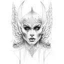 Half angel face and half devil face tattoo design idea