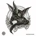 half cat half baphomet satanic blend tattoo design idea