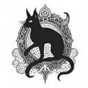 half cat half baphomet satanic blend tattoo design idea