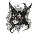 half cat half baphomet satanic blend tattoo design idea