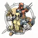 deadpool and wolverine X men tattoo design idea
