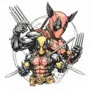deadpool and wolverine X men tattoo design idea