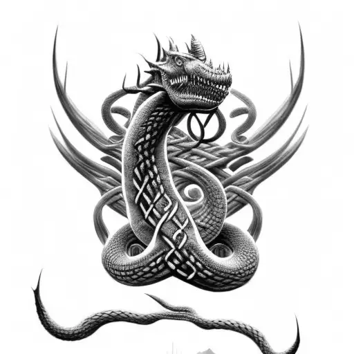 jormungandr  tree norse runes blood tattoo design idea