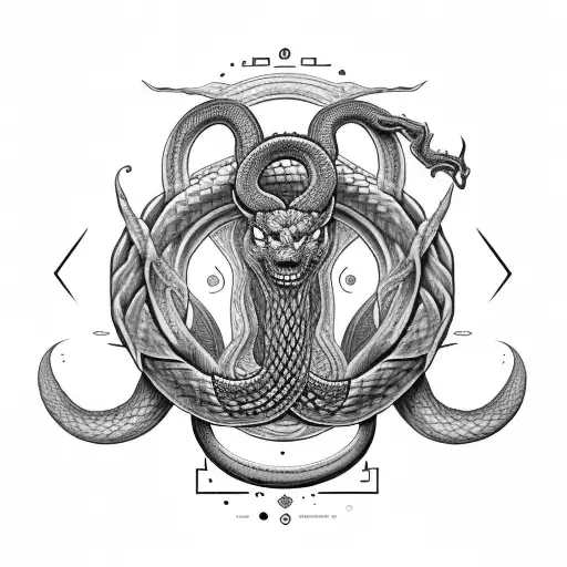 jormungandr and fenrir whit runes and snake and el tre  tattoo design idea