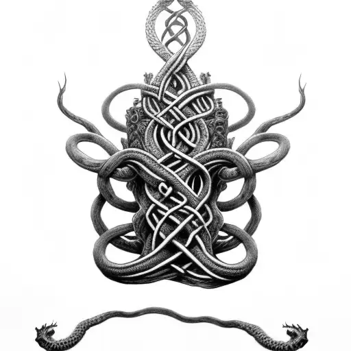 jormungandr  tree norse runes blood tattoo design idea