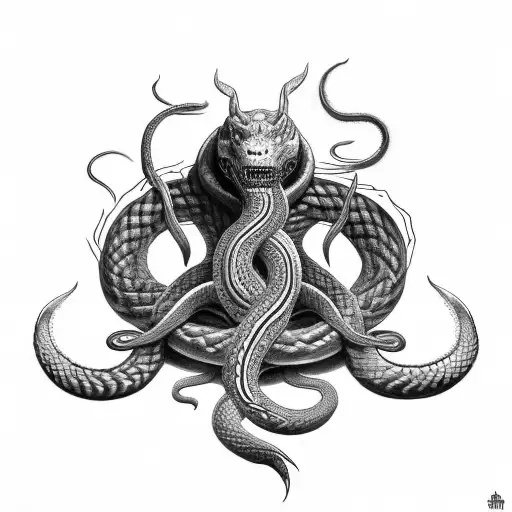 jormungandr and fenrir whit runes and snake and blood tattoo design idea