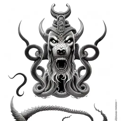 jormungandr with viking ornaments fenrir tattoo design idea