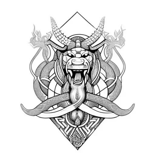 jormungandr with viking ornaments fenrir tattoo design idea