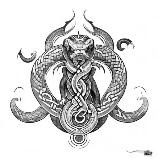 jörmungandr going down tattoo design idea