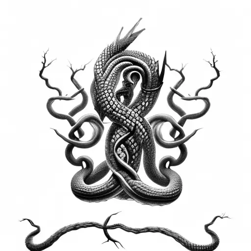 jormungandr  tree norse runes blood mythical tattoo design idea