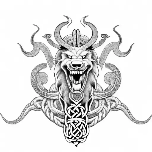 jormungandr with viking ornaments fenrir tattoo design idea