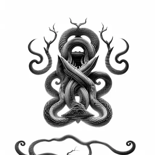 jormungandr around tree norse tattoo design idea