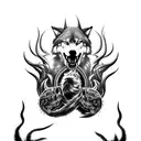 Fenrir Wolf biting tattoo design idea