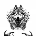 Fenrir Wolf biting tattoo design idea