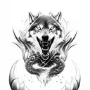 Fenrir Wolf biting tattoo design idea