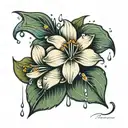 flower and rain tattoo design idea