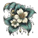 flower and rain tattoo design idea