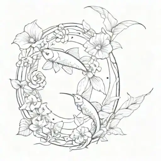 Full sleeve with yin yang koi fish, morning glory, moonvine, luna moth, butterly   tattoo design idea