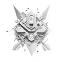 exploded axonometric timepiece tattoo design idea