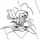 motorcycle with rider carrying snowboard tattoo design idea