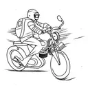 motorcycle with rider carrying snowboard tattoo design idea