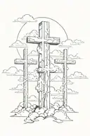 Three crosses with a sky and clouds  tattoo design idea