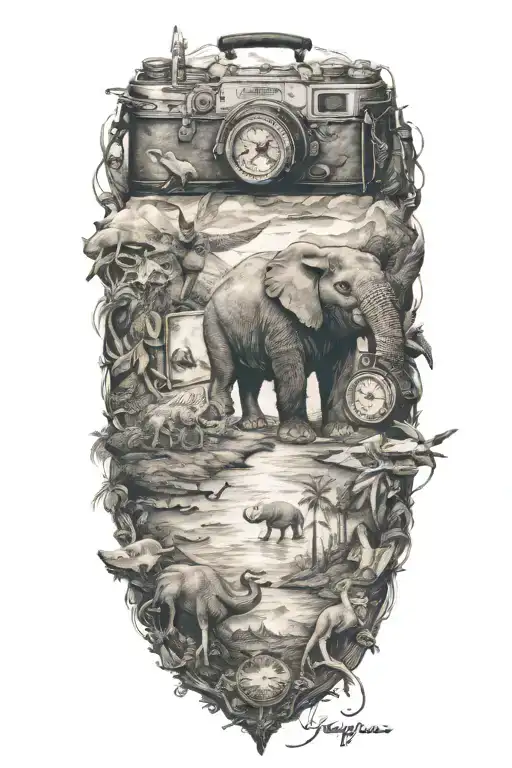 travel, animals tattoo design idea