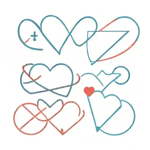 A heart symbol made  with two small collars, one red, one blue   tattoo design idea