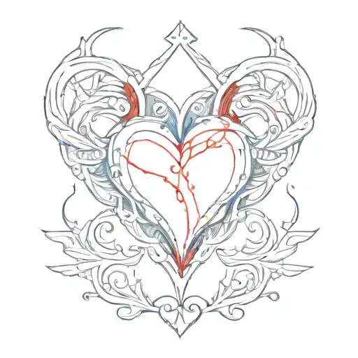 A heart symbol made  with two small collars, one red, one blue   tattoo design idea