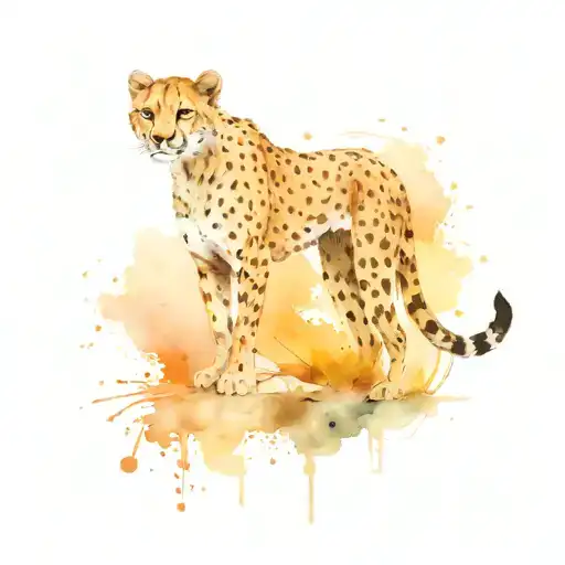 A sleek cheetah silhouette. tattoo design idea