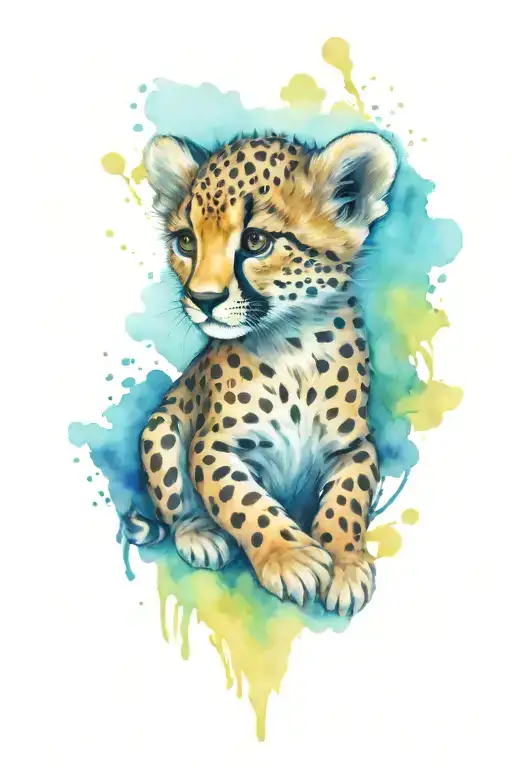 Cheetah cub tattoo design idea