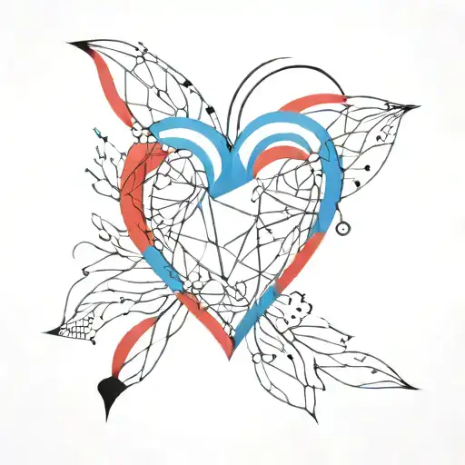A heart symbol made  with two small collars, one red, one blue   tattoo design idea