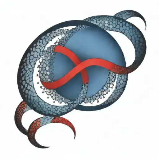   blue and red collars forming an infinity symbol   tattoo design idea